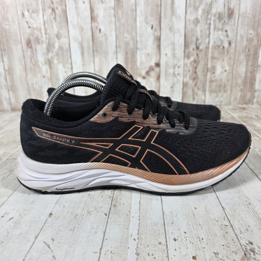 Asics Gel-Excite 7 Womens Running Shoes Black Rose Gold 1012A562 Size 10